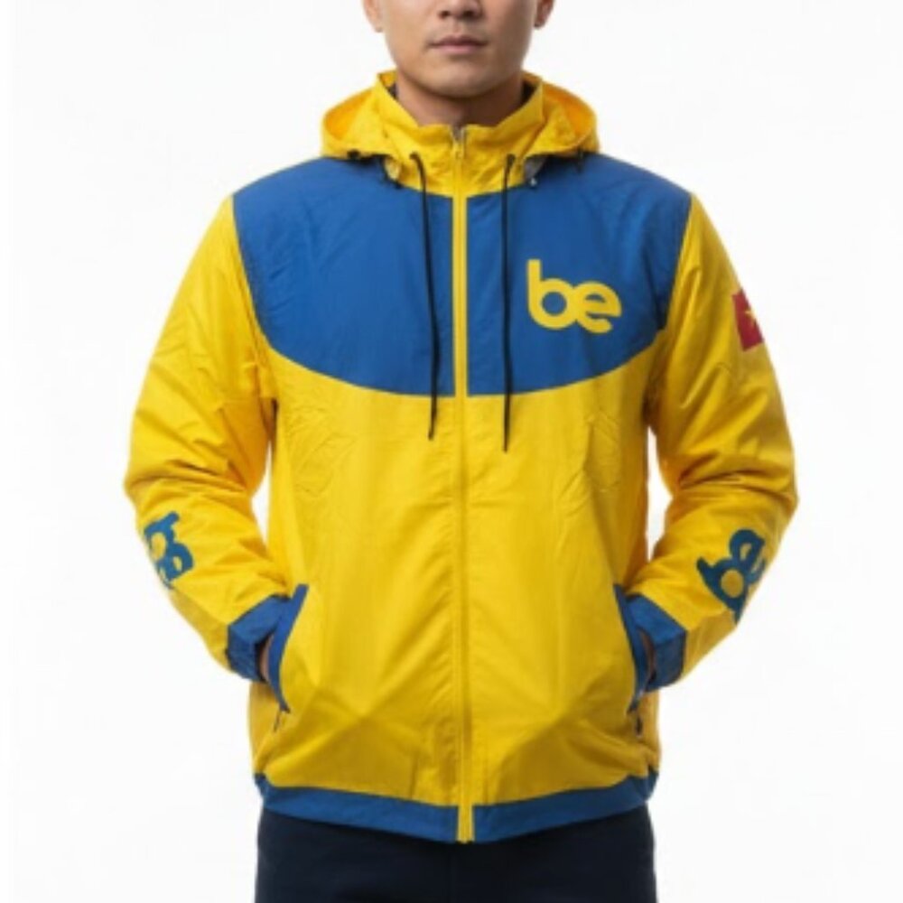 Be Yellow Full Zip Hooded Windbreaker Jacket Size 3XL Official New